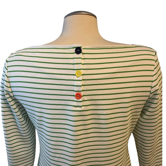 Pearl by Lela Rose Breton Strip Bateau Neck Top, M, White & Green - Picture 12 of 15